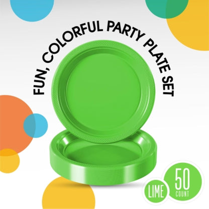 Exquisite Party Solids Red Plastic Plates For Party Supplies 10" Red Disposable Plates Heavy Duty 50 Pcs Plastic Dinnerware Sets Heavy Duty 350 GSM Disposable Dinnerware Set
