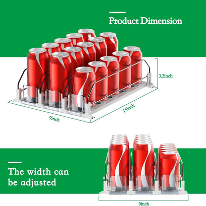 Drink Organizer for Fridge-White Automatic Pusher Glide,12oz 16oz 20oz-Soda Dispenser for Fridge-Holds up to 30 Cans