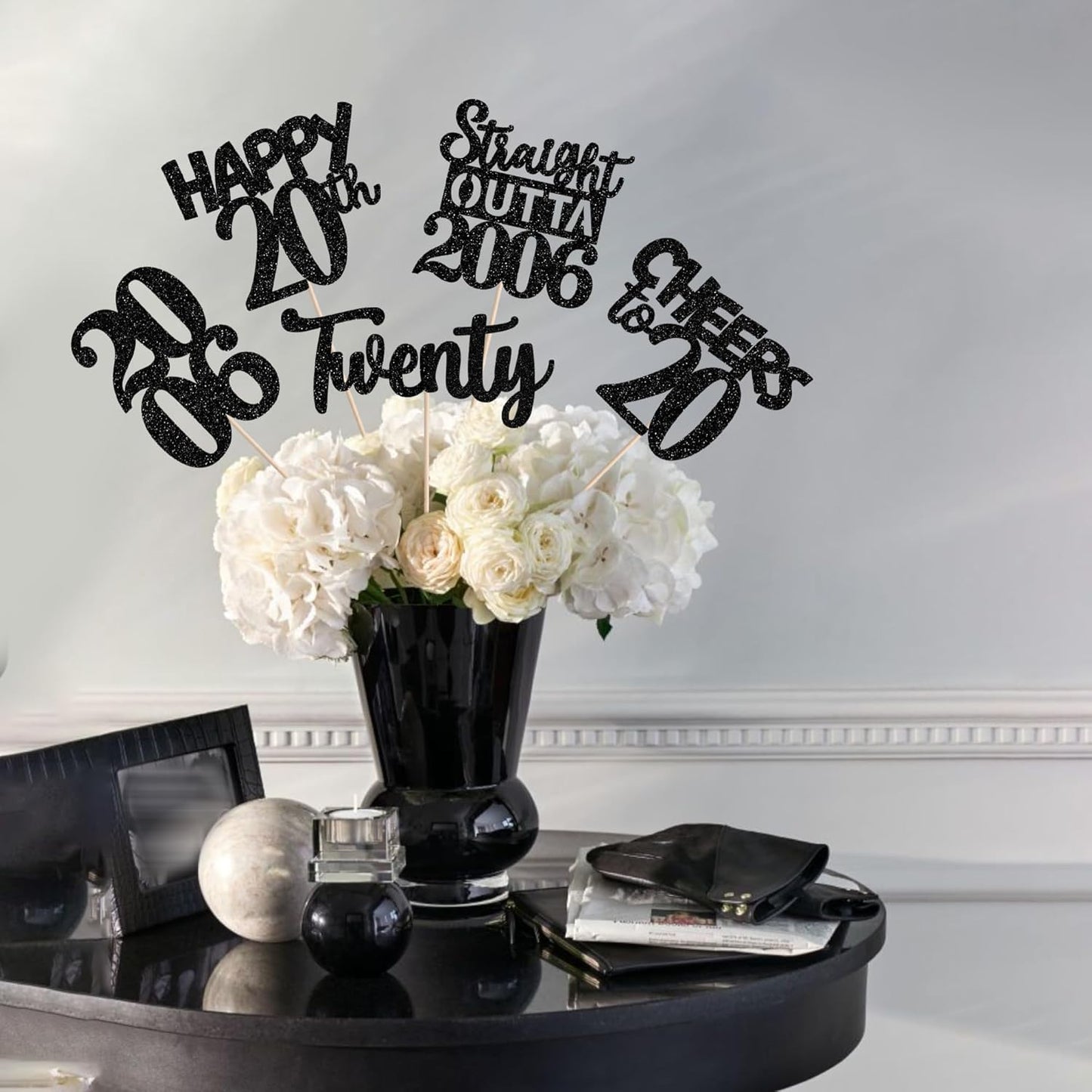 15 PCS 50th Birthday Centerpiece Sticks Fifty Happy 50th Straight Outta 1976 Table Flower Centerpieces Sticks Cheers to 50 Floral Decorations for 50th Birthday Party Centerpieces Supplies Black