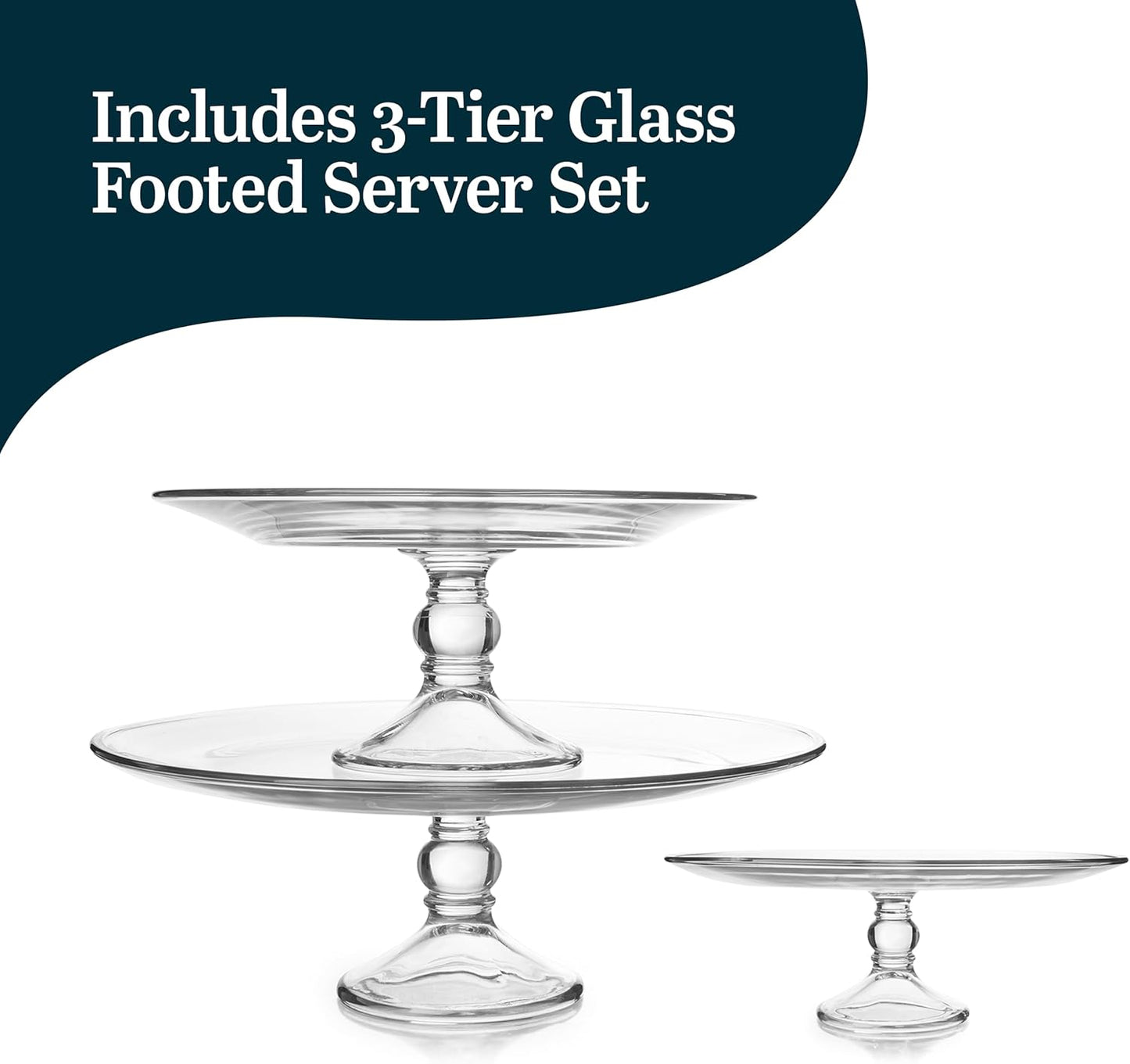 Libbey Selene Glass Cake Stand with Dome Lid, Elegant Curved Footed, Covered Cake Stand, Versatile Serving Dish for Variety of Desserts and More