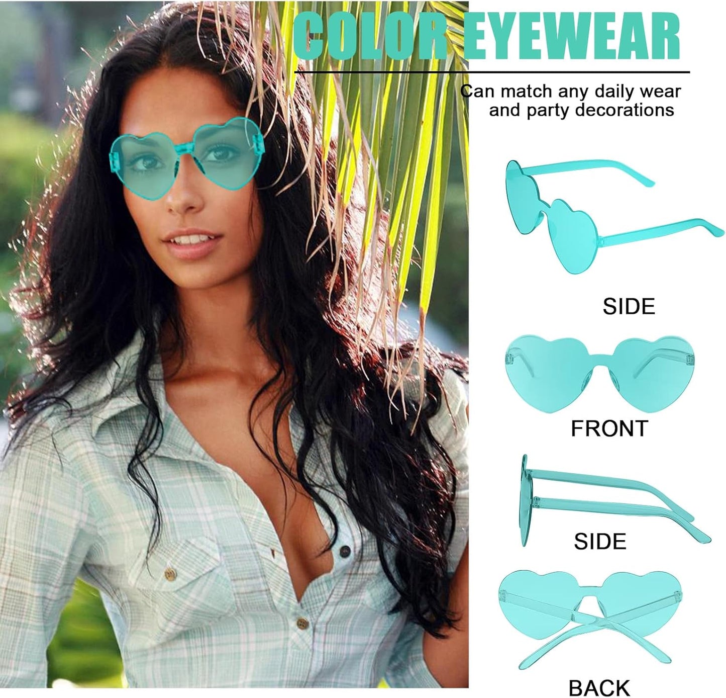 AEAHALY Heart Sunglasses for Women and Men Rimless Heart Shaped Sunglasses Bachelorette Bride Party Accessories