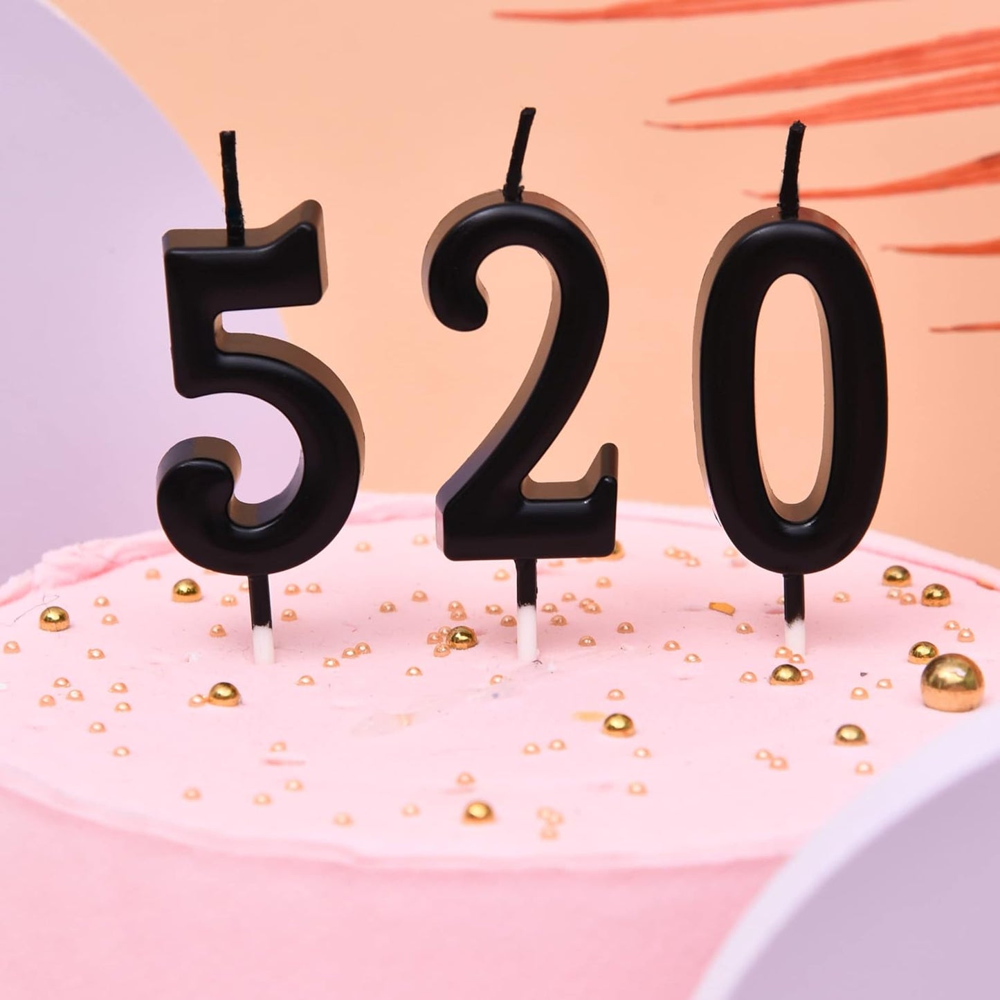 PHD CAKE 10-Pieces Pink Numeral Birthday Candles, Cake Numeral Candles Number 0-9 Glitter Cake Topper Decoration for Birthday,Wedding Anniversary,Party Celebration
