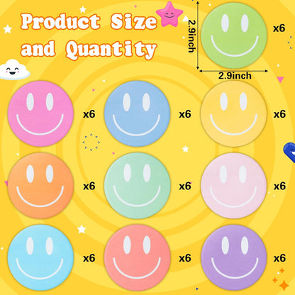 AgincBerry Smile Face Sticky Notes - 30PCS Back to School Colorful Preppy Self-Stick Notes Mini Smile Face Memo Pads Creative Shaped Notepad Writing Sticky Note for Office Home Gift Tab Supplies