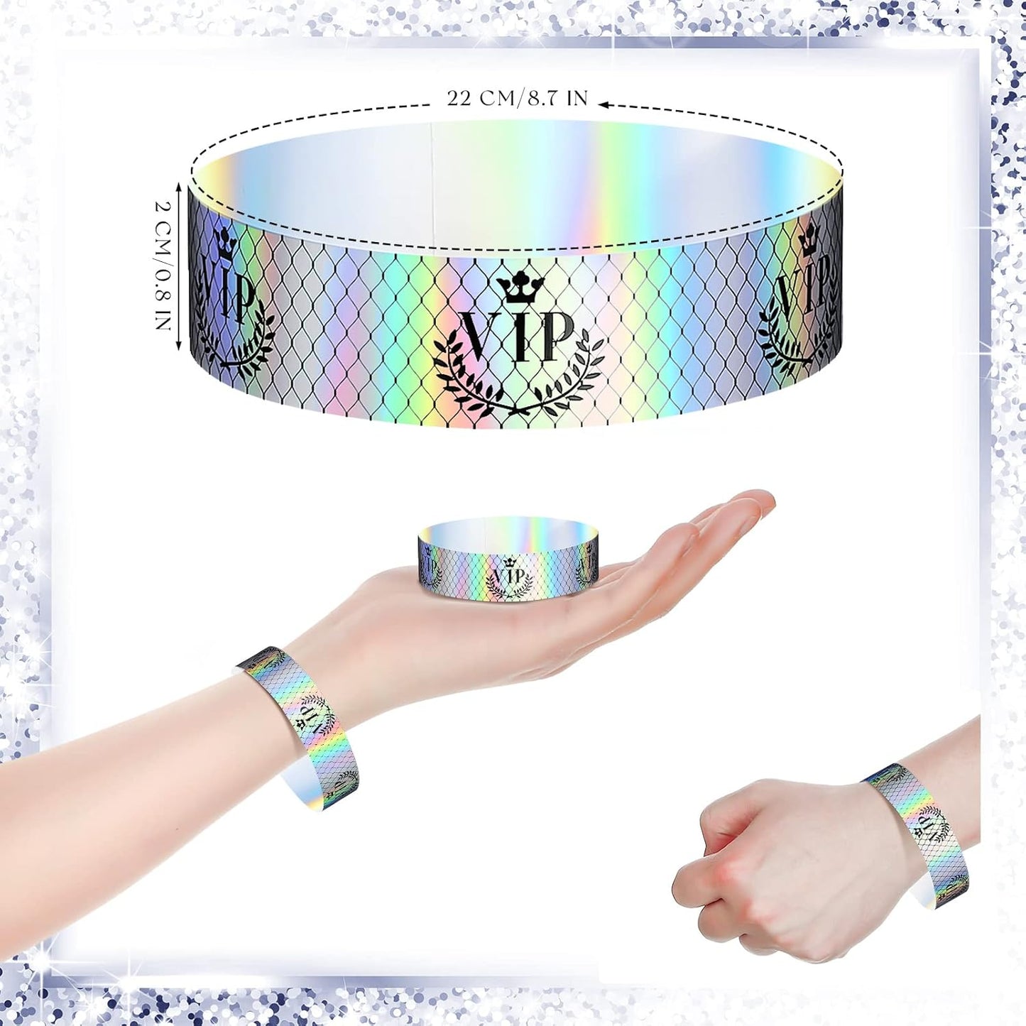 Jadive 500 Pieces Paper Wristbands VIP Plastic Waterproof Party Identification Wristbands Party Bracelets for Events Amusement Parks, Club, Concerts, Fairs, Festivals and Events(Black, Gold)