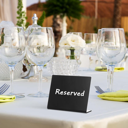 Outus 12 Pcs 4 x 3 Inches Buffet Food Labels Mini Small Chalkboard Signs White Acrylic Food Markers Little Price Signs with 2 Pcs Erasable Marker for Wedding Birthday Bakery Table Display