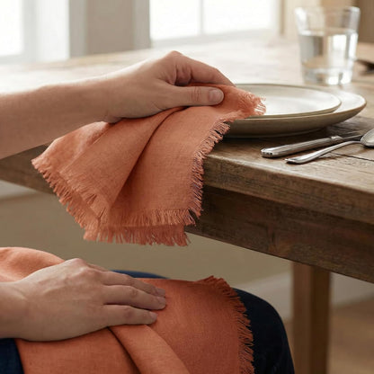 ACCENTHOME Natural Cotton Linen Napkin Set of 12 18x18 inch Dinner Napkins - Washable Soft Premium Hotel Quality Reusable Hemmed Edges Napkins Perfect Table Linens for Family Dinners, Weddings