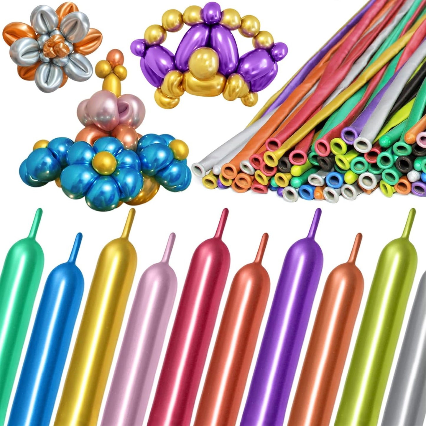 260 Clear Long Balloons for Animals, Thickening Skinny Latex Twisting for Arch Modeling Magic Clown Birthday Wedding Party Decorations 100pcs