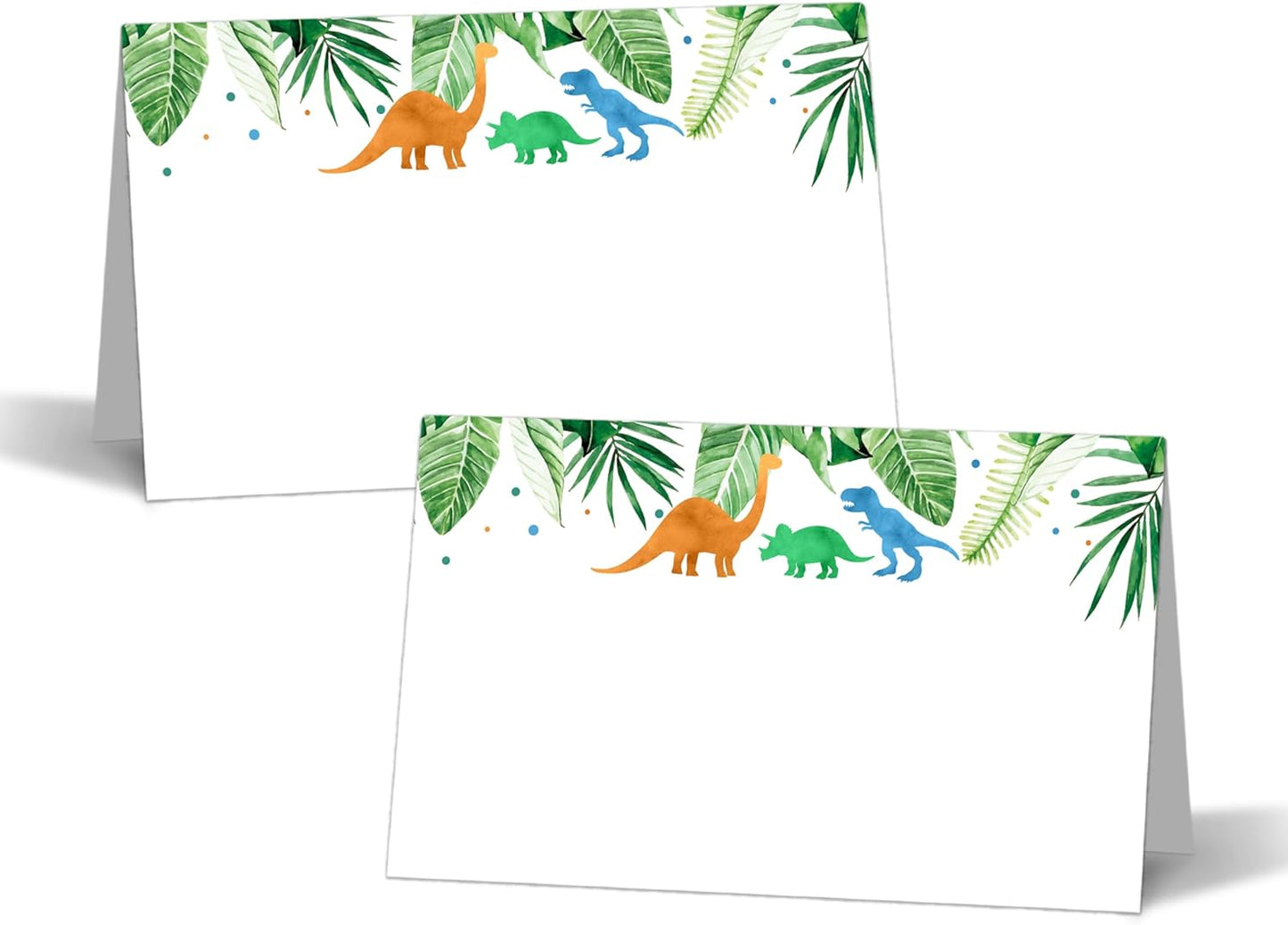 Dinosaur Table Place Cards - 25PCS Tent Cards - Tropical Dino Themed Food Lables - Name Place Cards for Table Setting - Name Cards for Birthday Party Baby Shower - Scored for Easy Folding -12