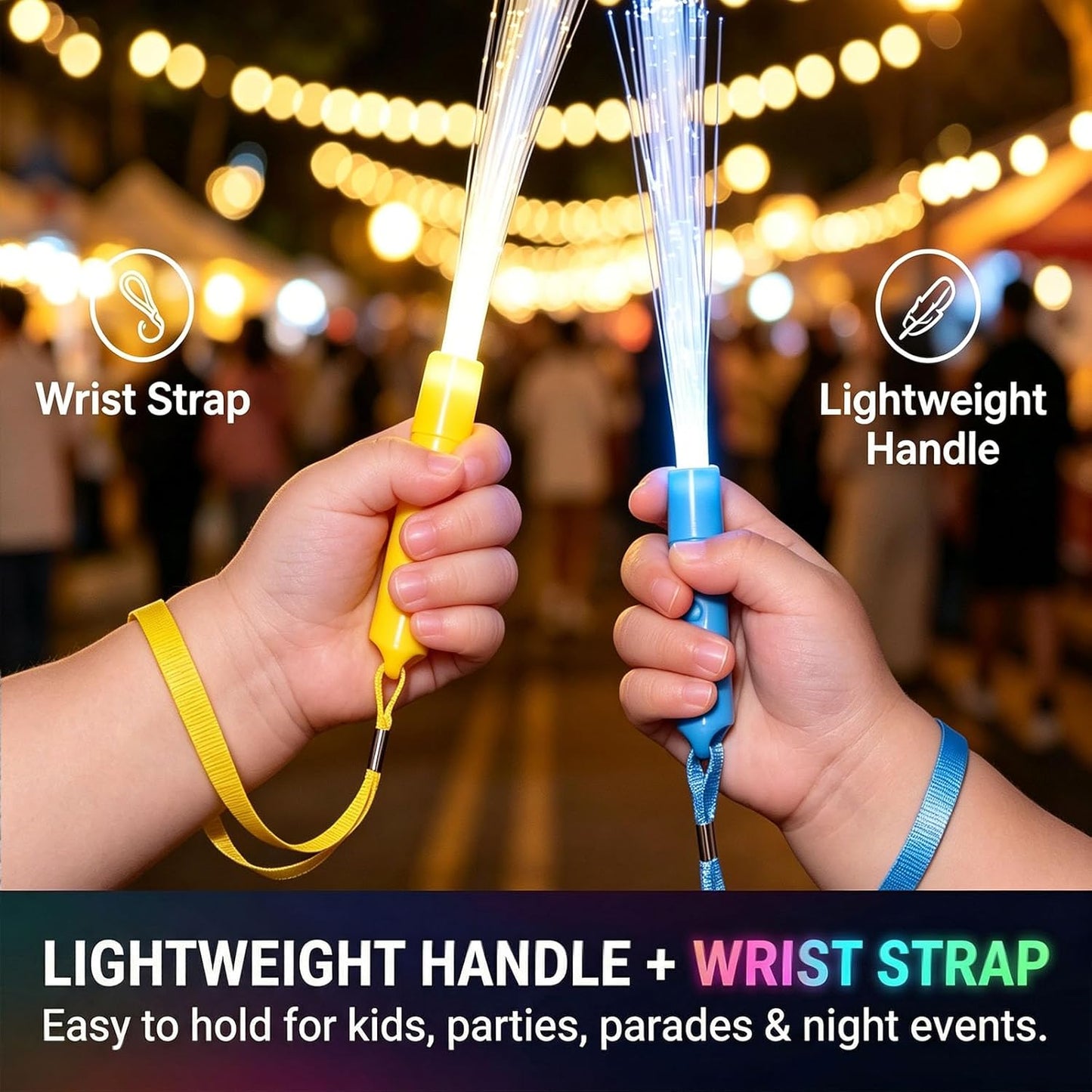 LovesTown 24PCS Glow Sticks Party Supplies, 3 Modes Colorful Flashing Glow in the Dark Toys LED Light Up Sticks Fiber Optic Wand for Kids Party Favors Birthday Wedding