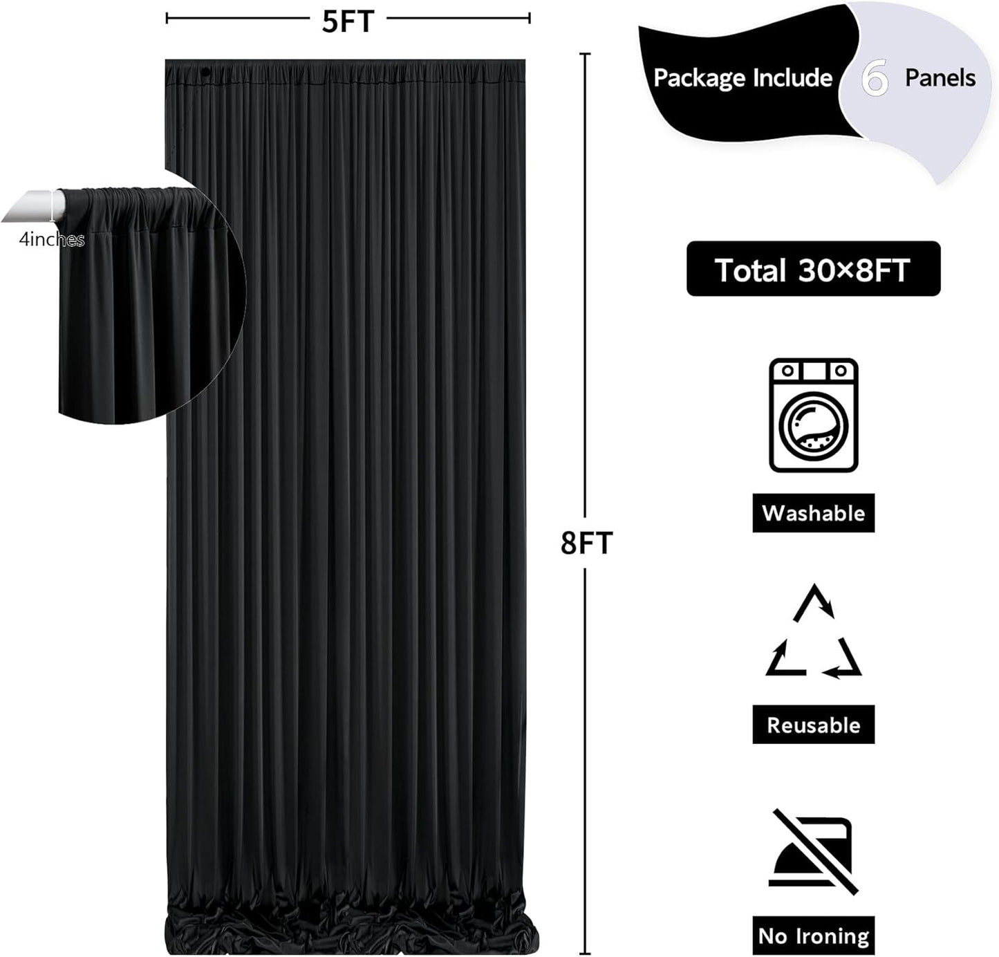10 ft x 10 ft Wrinkle Free White Backdrop Curtains for Wedding Parties, Polyester Photography Backdrop Drapes for Birthday Parties Stage Backdrop Stand, 2 Panels 5x10FT Background Curtains