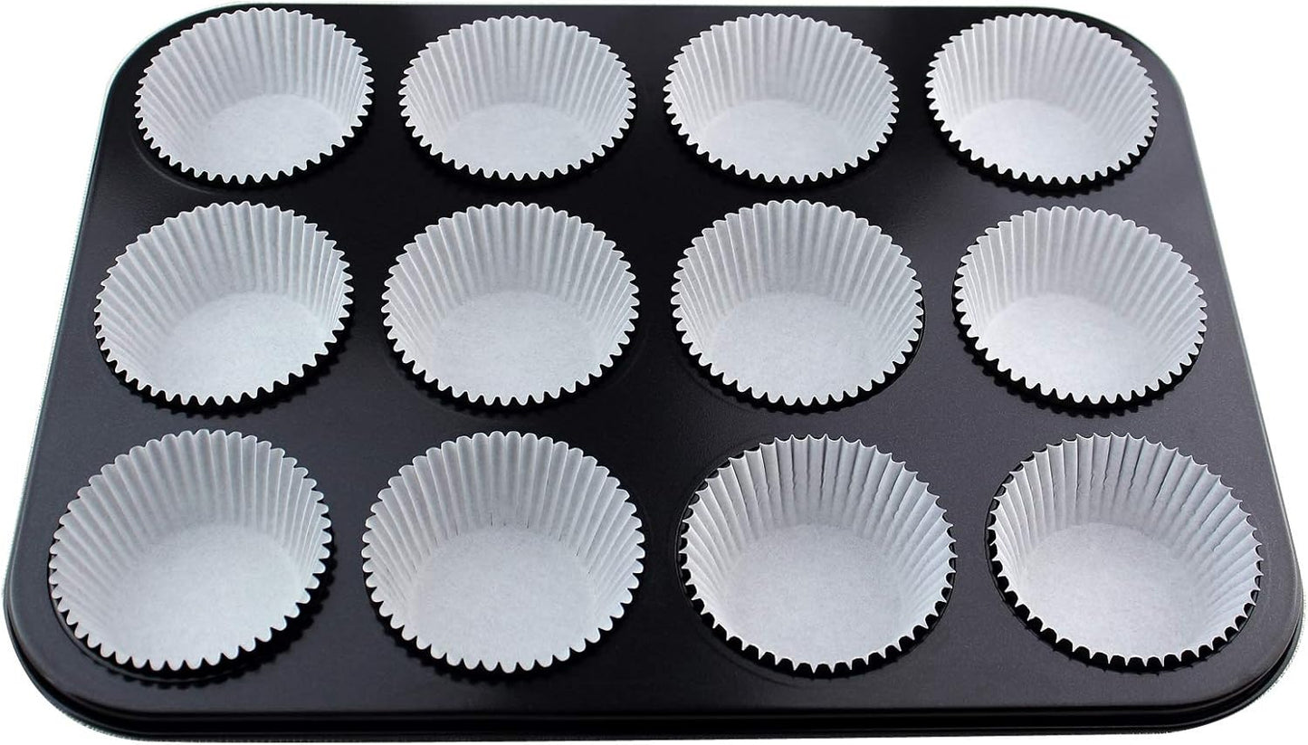 Standard Size Baking Cups Food-Grade Greaseproof Paper Cupcake Liners 200 Pcs (Natural)