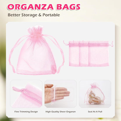 ANZNKU 50PCS White Organza Bags 3x4, Small Gift Bags Bulk for Sachet Jewelry Candy Treat, Mini Mesh Bag Drawstring for Wedding Bridal & Baby Shower, Party Favor Bag for Easter Mothers Day Birthday