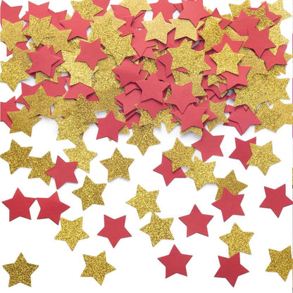 MOWO Glitter Five Stars Confetti Wedding Party Decor and Table Decor, 1.2’’ in Diameter (Glitter Gold,200pc)
