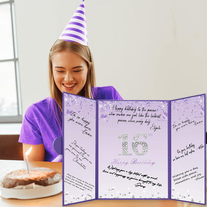 Crenics Sweet 16 Birthday Decorations, Creative Rose Gold 16th Birthday Guest Book Alternative, Large 16th Birthday Signature Book 12" x 18", Great 16 Years Old Birthday Gifts for Girls