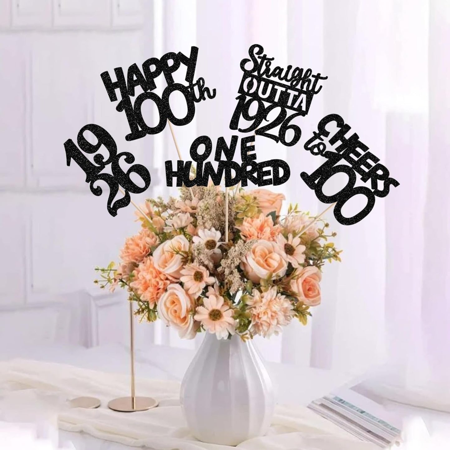 15 PCS 50th Birthday Centerpiece Sticks Fifty Happy 50th Straight Outta 1976 Table Flower Centerpieces Sticks Cheers to 50 Floral Decorations for 50th Birthday Party Centerpieces Supplies Black