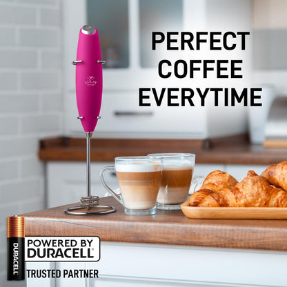 Zulay Kitchen Powerful Milk Frother Wand With Duracell Batteries - Ultra Fast Handheld Drink Mixer - Electric Whisk Foam Maker for Coffee, Lattes, Cappuccino & Matcha - Z1 Motor - Black - Colors C
