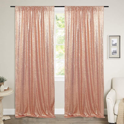 Poise3EHome Black Sequin Backdrop Curtains, 2 Panels 2FTx8FT Glitter Photo Booth Backdrop for Halloween Birthday Bachelorette Wednesday Twilight Party Decorations