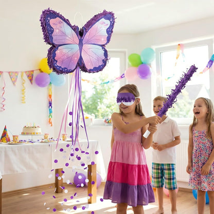 VinTS Butterfly Piñata,Kids Piñata with Blindfold and Stick for Girls Kids Butterfly Themed Party Games Birthday Party Girls Themed Party Decorations