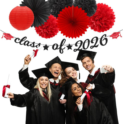 2026 Blue Class-Congratulations Prom Graduation Party-Decorations - 22pcs High School College Grad Supplies Decor,Royal Navy White Silver Tissue Pom Poms Streamers, Paper Flowers Lanterns Hugmoon