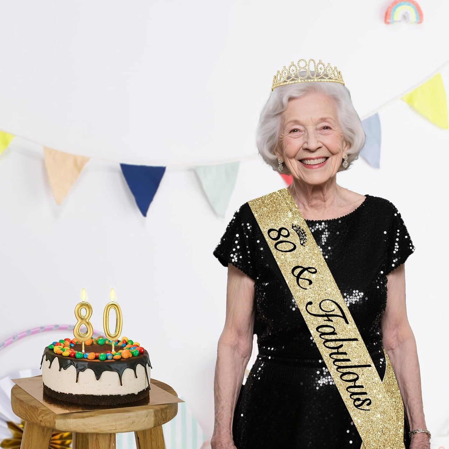 21st Birthday Decorations for Her with 21st Birthday Sash and Crown, Candles Gold, Gifts for 21 Year Old Girls