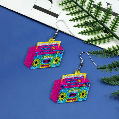 80s 90s Earrings for Women Colorful Lightning Acrylic Drop Earrings Neon Earrings Bulk for 80's 90's Outfit Glow Party Halloween 80s Accessories Jewelry