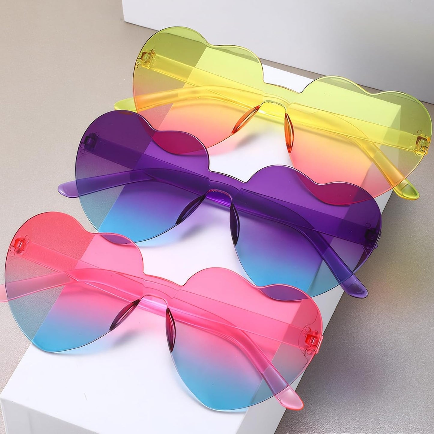 9 Pack Heart Shaped Sunglasses Rimless Heart Glasses for Bachelorette Party Birthday Decorations Party Favors