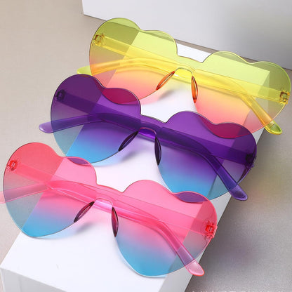9 Pack Heart Shaped Sunglasses Rimless Heart Glasses for Bachelorette Party Birthday Decorations Party Favors