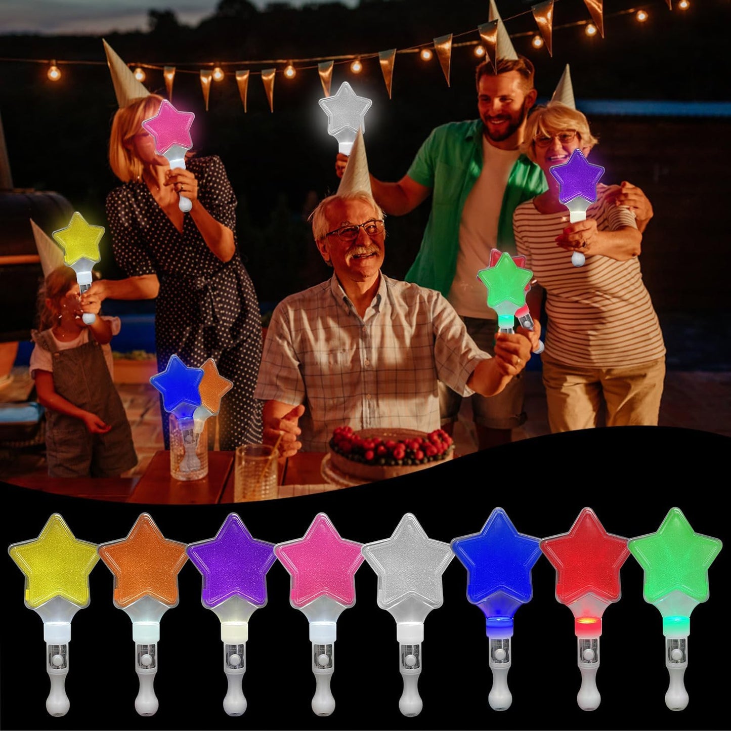M.best 24Pcs Glow Sticks Party Packs, Glow in The Dark Party Supplies, LED Light Up Wands Sticks Party Favors for Wedding, Raves, Concert, Camping, New Year, Carnival, Halloween