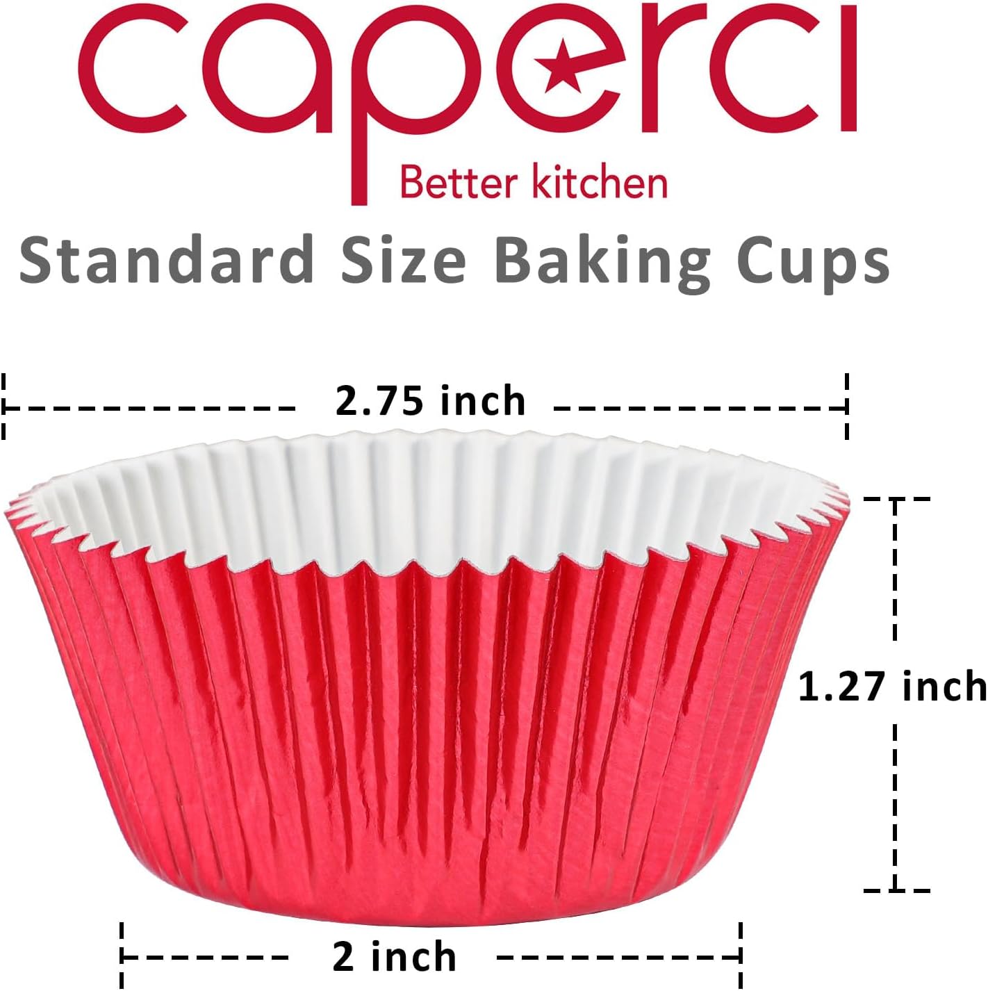 Caperci Standard Cupcake Liners Gold Foil Muffin Baking Cups 150-Pack - Premium Greaseproof & Sturdy Cupcake Papers