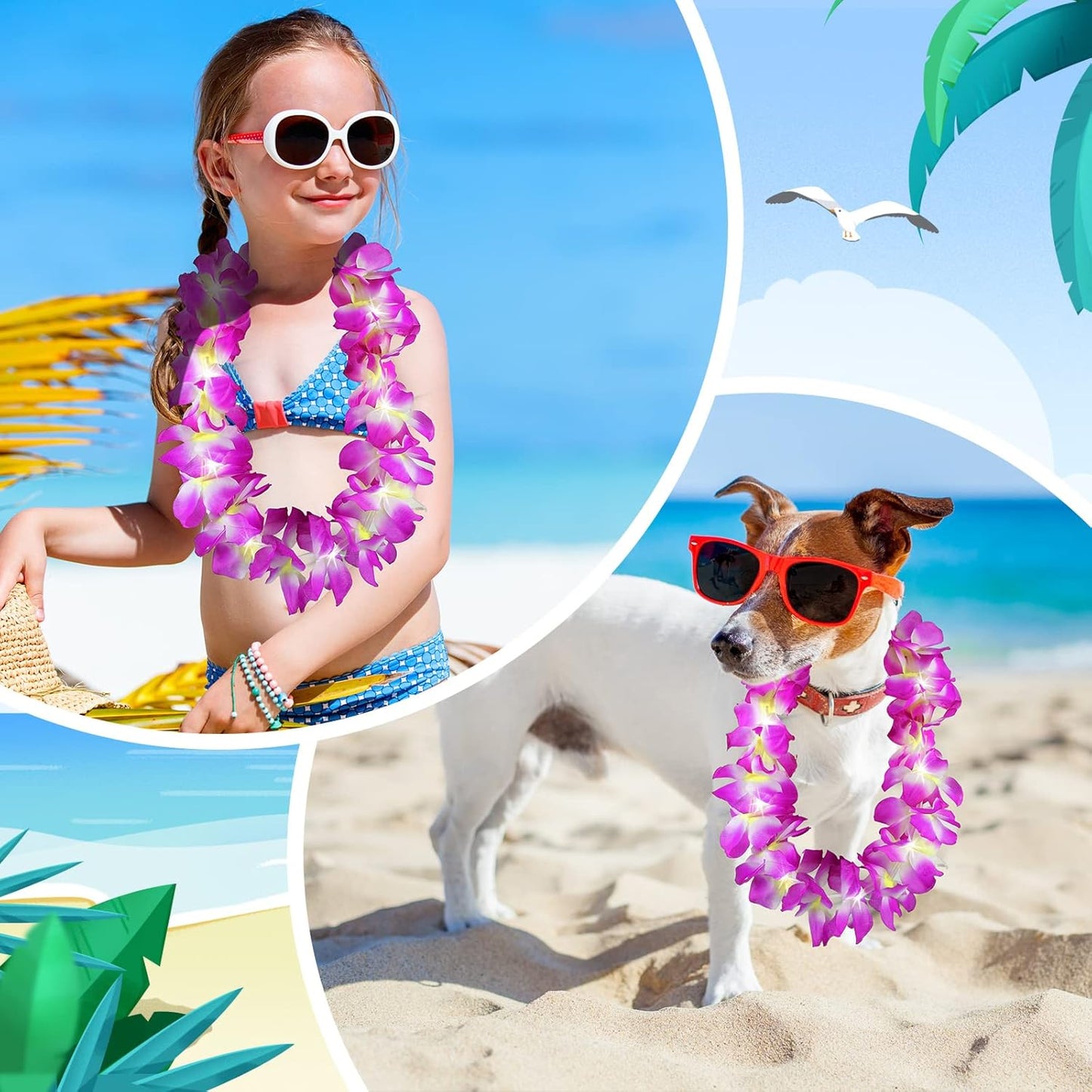 Sherr 24 Pcs LED Leis Light Up Purple and Gold Hawaiian Flower Necklaces, Graduation 2026 Party Supplies, Class of 2026 Leis for Beach Wedding Luau Glow Party Favors