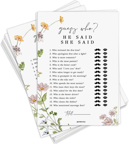 GardenCity Find The Guest Bingo Game Cards, Bridal Shower Games, Baby Shower Bingo, Wedding Game, 50 Cards - Wildflower