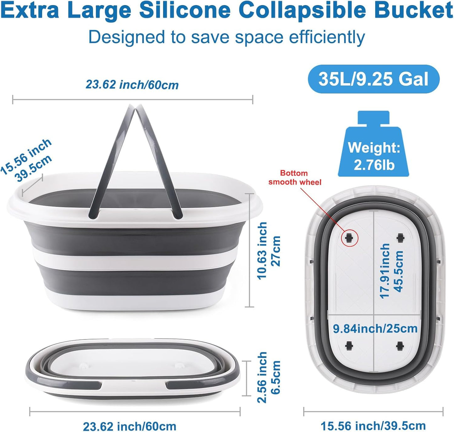 Collapsible Bucket for Cleaning, 4.2 Gallons Mop Bucket with Handle for Floor Window Car Washing, Silicone Ice Buckets for Parties Camping Fishing Beach, RV Laundry Storage Household Cleaning Supplies