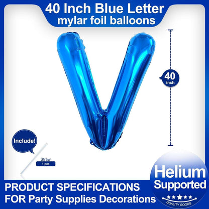 40 Inch Blue Letter A Balloons, DIY Phrase Foil Alphabet Letter A Balloons DIY Word A Banner for Birthday Anniversary Celebration Graduation Party Supplies Decoration
