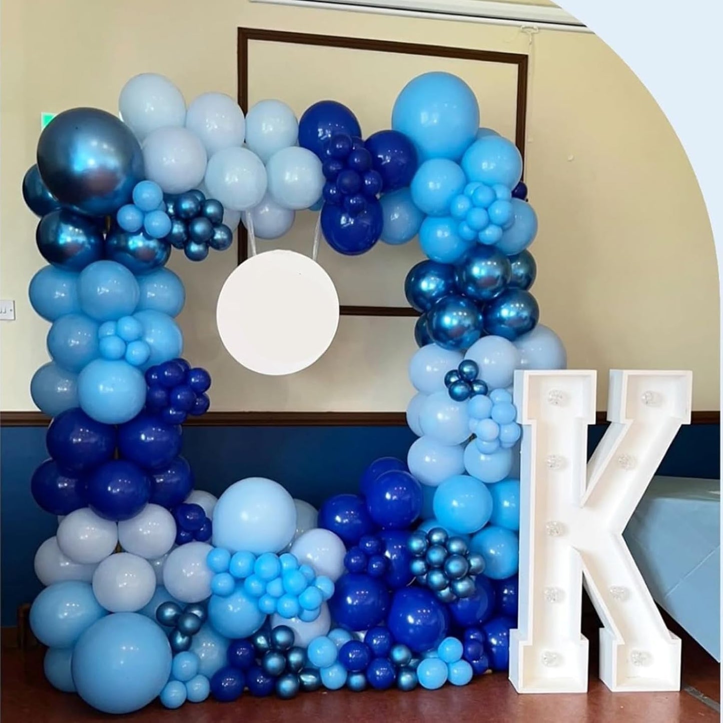 Navy Blue Gold Balloons Garland Kit, 120 pcs Navy and Gold Confetti White Balloons Arch for Graduation Birthday Party Baby Shower DIY Decoration