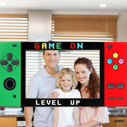 32 x 16 Foam Board Video Game Photo Props Gaming Party Decoration Handheld Gamed Theme Photo Booth Frame Video Gaming on Party Selfie Photography Prop for Birthday Game Fans Video Gamer Supplies
