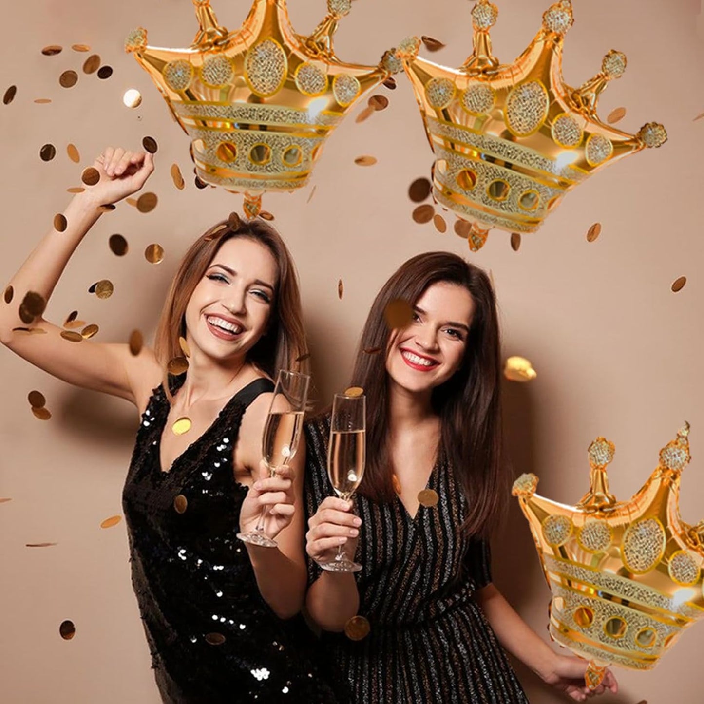 HILAVO Crown Balloons, Large Gold Foil Crown Balloons Gold Crowns Decoration for King and Queen Party Royalty Birthday Wedding Party Baby Shower Decorations Supplies