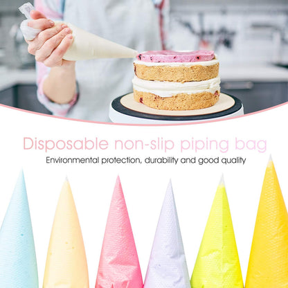 VolksRose 100Pcs Disposable Piping Bags, 18 inch Anti Burst and Non-Slip Pastry Bags, Thicken Cake Decorating Bags Icing Piping Bags for Cake Cupcakes Cookies Frosting, White