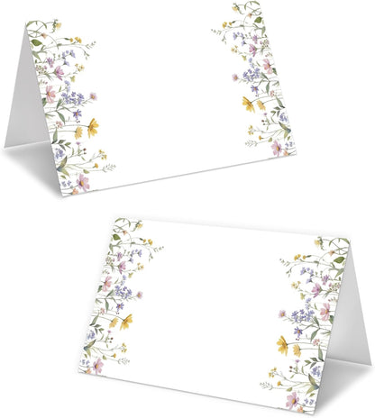 Wildflowers Place Cards For Girls, Spring Floral Name Card For Table Setting, Spring Holiday Party Favors Supplies, Wildflowers Tent Cards Decor For Bridal Shower Wedding Baby Shower, 25 Pack -10