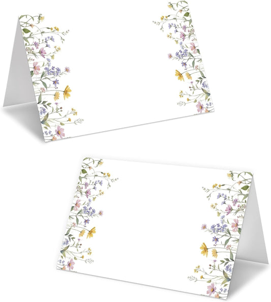 Wildflowers Place Cards For Girls, Spring Floral Name Card For Table Setting, Spring Holiday Party Favors Supplies, Wildflowers Tent Cards Decor For Bridal Shower Wedding Baby Shower, 25 Pack -10