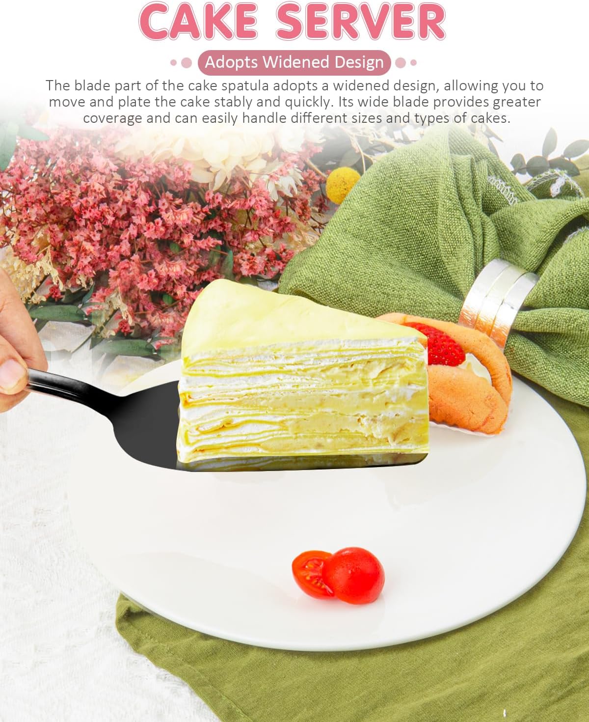 13-Inch Premium Cake Cutting Set for wedding，Exquisite Cake Knife and Server Set with Serrated Design, Ideal for Pastries, Pies, and Desserts (Silver)