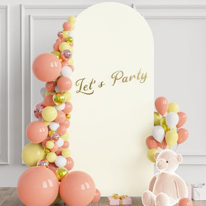 Wokceer 7.2 FT Wedding Arch Backdrop Stand and White Arch Cover, Metal Arch Stand with Arch Stand Cover for Birthday Party Wedding Ceremony Bridal Baby Shower Event Decor