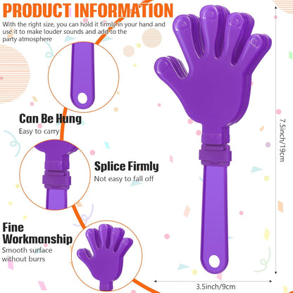 24 Pcs Hand Clappers and Metal Cowbells Noise Makers Cheering Clappers Cow Bells Handle Cheers Dance Basketball Football Noise Makers Sporting Events Graduation School Sports Party (Purple)
