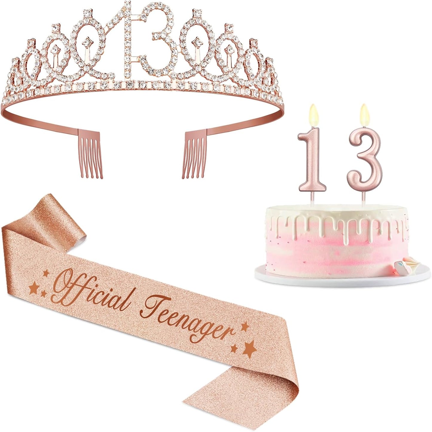 21st Birthday Decorations for Her with 21st Birthday Sash and Crown, Candles Gold, Gifts for 21 Year Old Girls