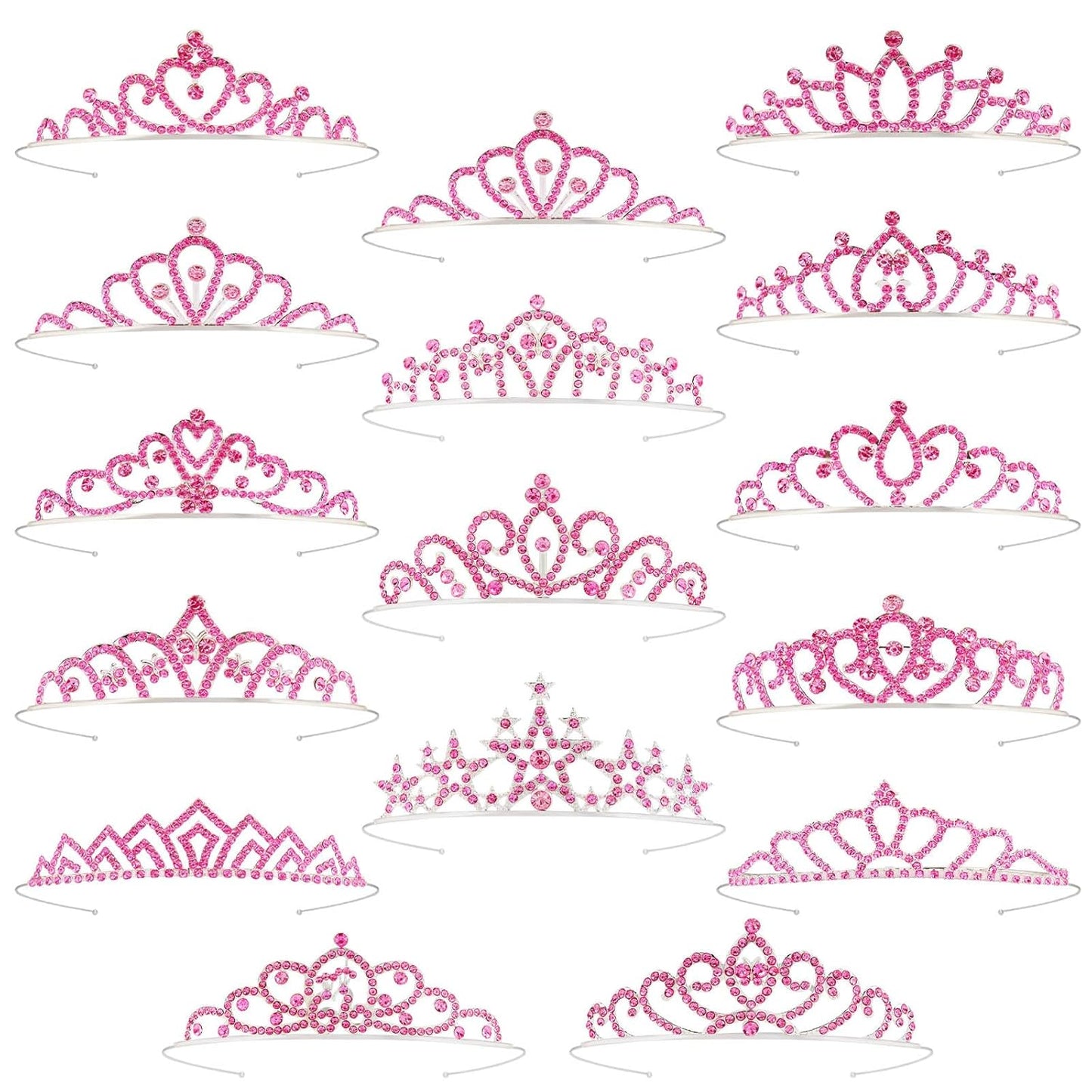 16 Pcs Tiaras Crowns Headbands for Women Girls Silver Princess Tiara Bulk Crown Tiaras Rapunzel Crown for Wedding Birthday Crystal Tiara for Prom, Bride, Pageant, Halloween