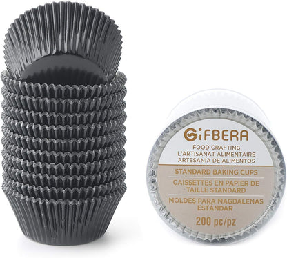 Gifbera White Metallic Foil Cupcake Liners Standard Size Baking Cups, 200-Count