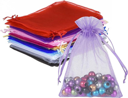 Wudygirl 100pcs 5X7 Inches White Organza Bags Christmas Drawstring Pouches Party Wedding Favor Bags Goodie bags(White 5x7)