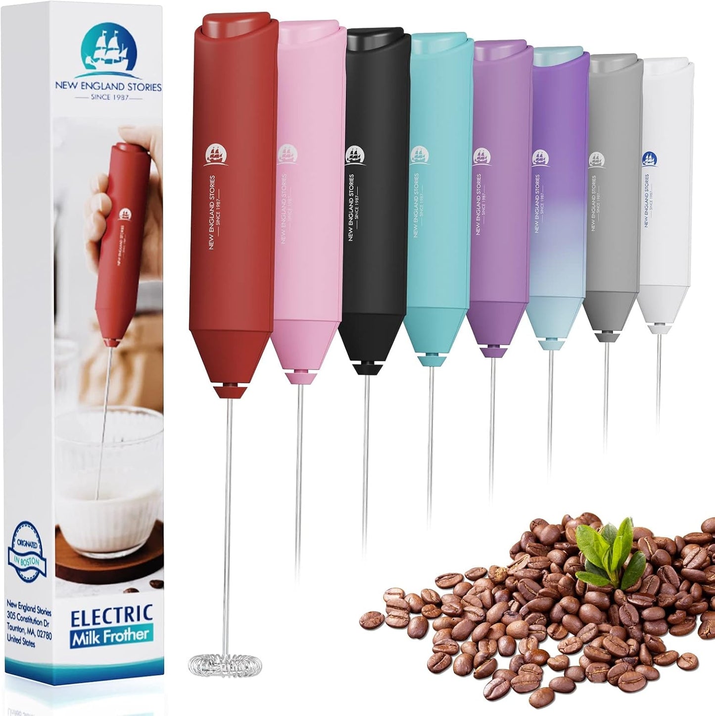 Powerful Milk Frother Wand - Mini Handheld Milk Frother with Stainless Steel Whisk - Battery-Powered Drink Mixer for Coffee, Lattes, Cappuccinos, Matcha - Coffee Enthusiasts Gift - Black