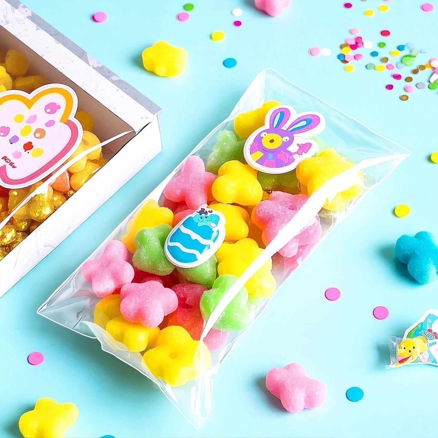 PigPotParty Cookie Bags 4''x 6", 100 Pcs Self Sealing Cellophane Treat Bags, Small Clear Plastic Goodie Bag for Gift, Snack, Party Favor, Candy