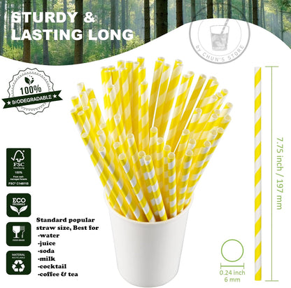 Black Paper Straws 1000 Count - 7.75" x 0.24", 100% Biodegradable & Compostable, Disposable Drinking Straws Bulk - Cocktail, Bars, Restaurants