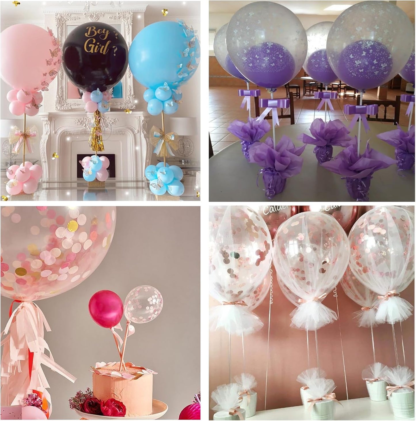 Sakolla 10 Sets Balloon Stick Stand, Holder with Base for Table Desktop Centerpiece, Birthday Party, Wedding, Baby Shower and Anniversary Decoration (15.7 inch White)